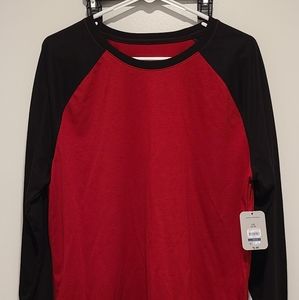George Crew Neck Moisture Wicking Long Sleeve Shirt Red & Black Large